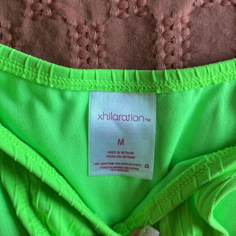 Neon Green Ribbed String Bottoms - Picture 2 of 3
